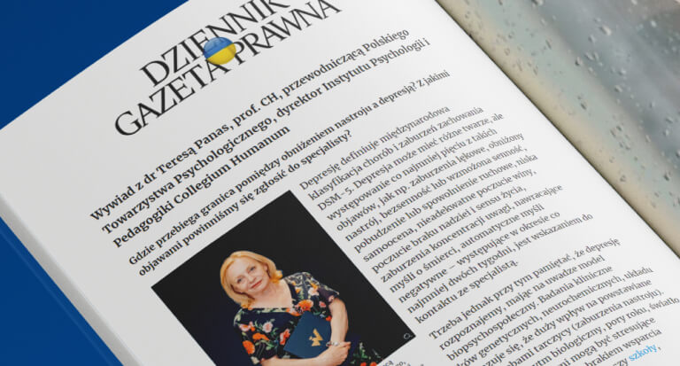 Wywiad z prof. Teresą Panas dla Gazety Prawnej o depresji i kształceniu psychologów w Uczelnia Biznesu i Nauk Stosowanych „Varsovia”